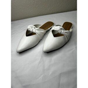 Journee Salinn Mules Women Size 7 White Faux Leather Slip on Pointed Toe Shoes